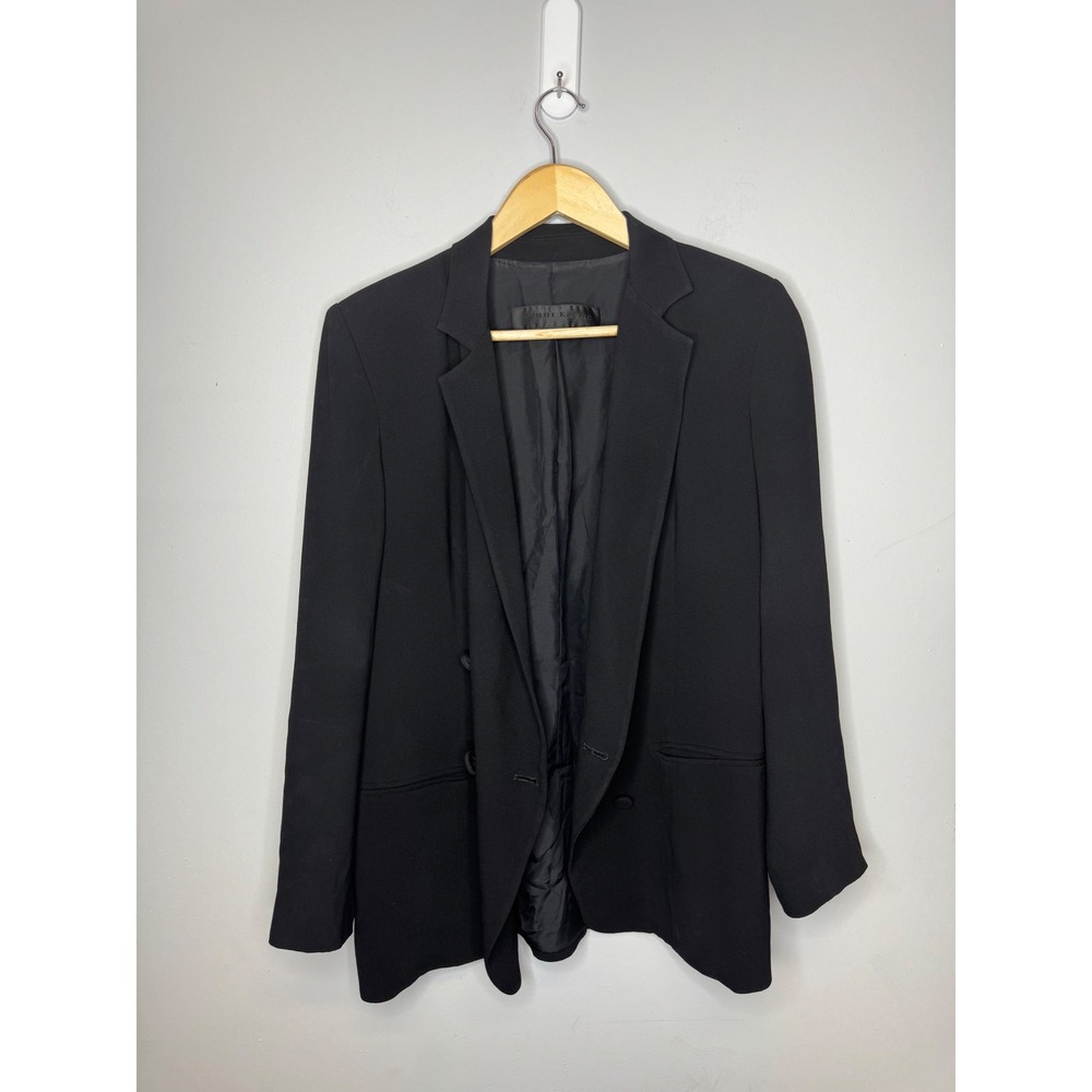 Jenni Kayne Black Double Breasted Silk Lined Blazer Jacket Size 4 Notched Lapel